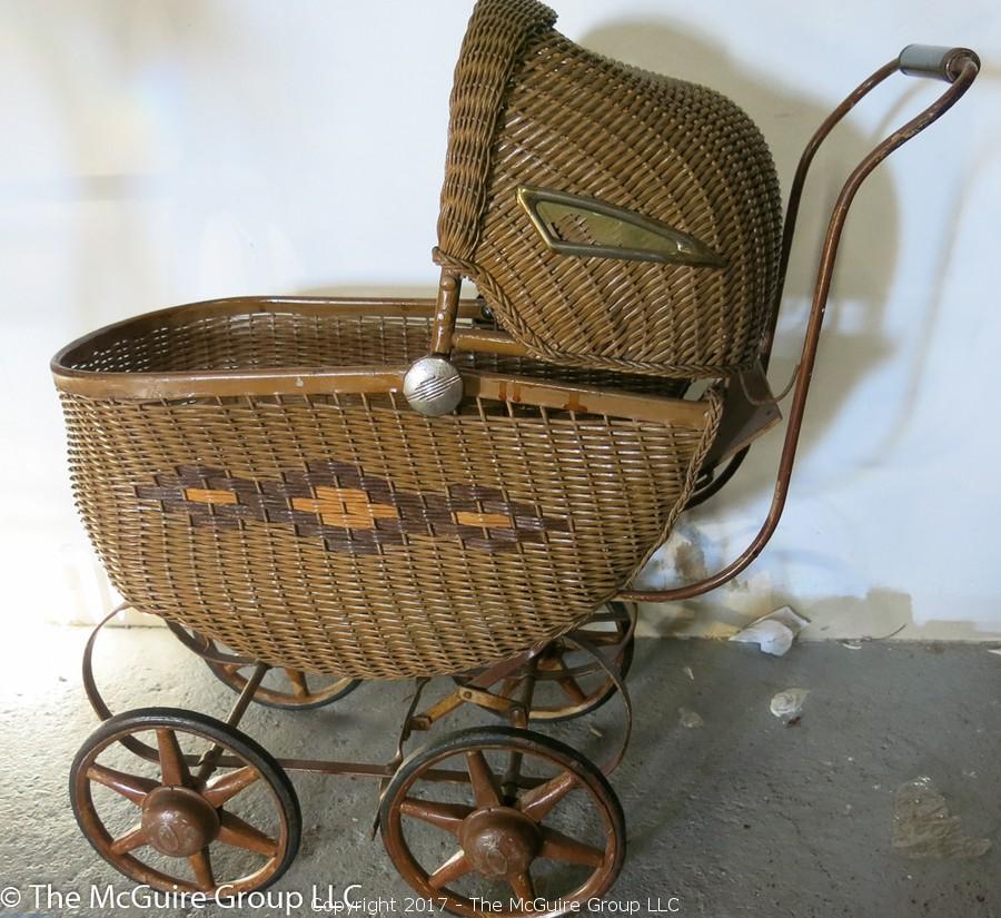 antique wicker doll carriage